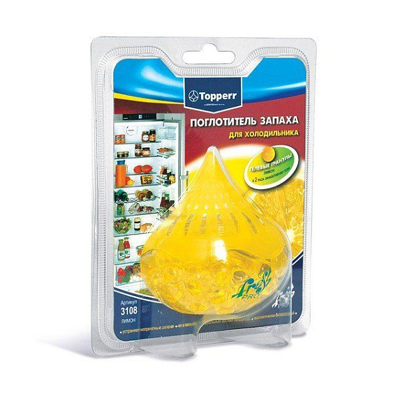 Гелевый поглотитель запаха TOPPERR для холодильника, лимон (3108)